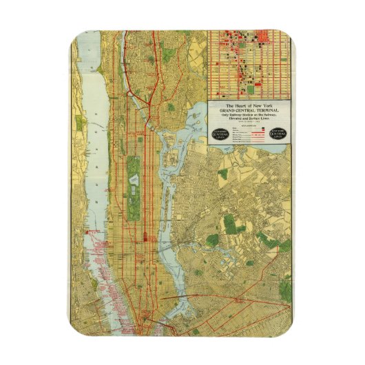 1918 New York Central Railroad Map Magnet (Vertikal)