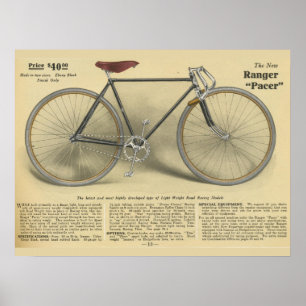 1918 Vintag Ranger Bicycle Pacer Ad Art Poster
