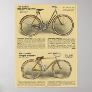 1918 Vintag Ranger Superbe Bicycle Ad Art Poster