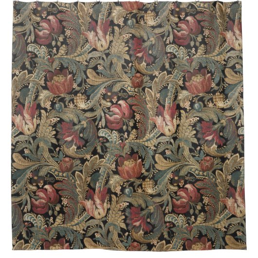 1918 Vintages, reichhaltiges Blumenband Brocade Da Duschvorhang (Vorderseite)