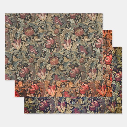 1918 Vintages, reichhaltiges Blumenband Brocade Da Geschenkpapier Set (Set)