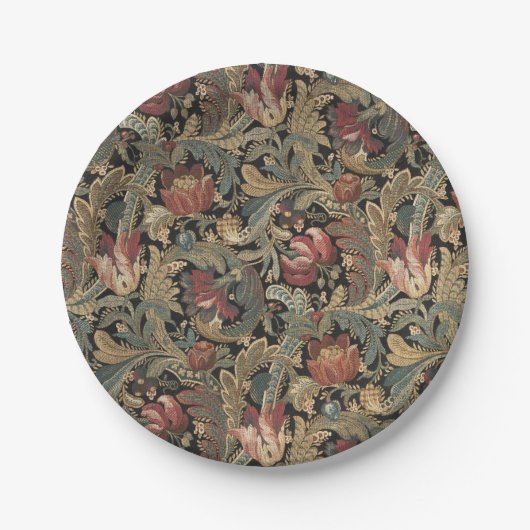 1918 Vintages, reichhaltiges Blumenband Brocade Da Pappteller (Vorderseite)