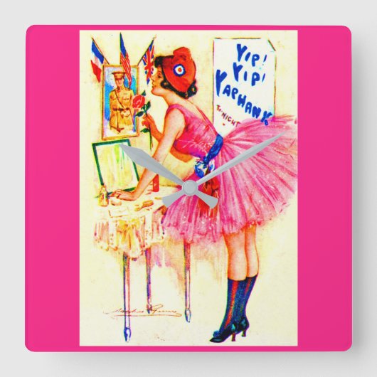 1918 Yip Yip Yaphank-Titelblatt Quadratische Wanduhr (Vorderseite)