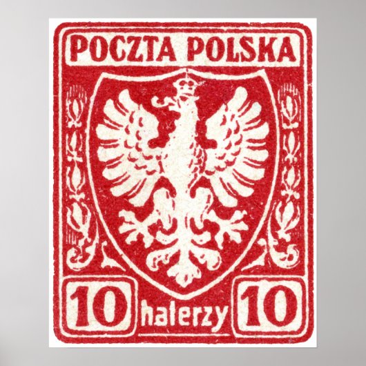 1919 10.00 Uhr Polnische Adler-Briefmarke Poster (Vorne)