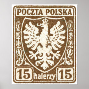 1919 15.00 Uhr Polnische Adler-Briefmarke Poster