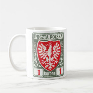 1919 1k Polnische Adler-Briefmarke Kaffeetasse