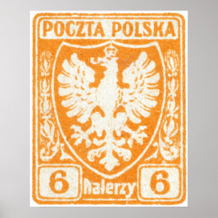 1919 6.00 Uhr Polnische Adler-Briefmarke Poster