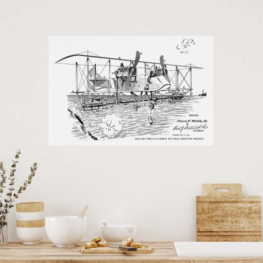 1919 Biplane Bomber Patent Art Zeichnend Print Poster (Küche)