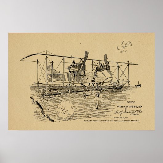 1919 Biplane Bomber Patent Art Zeichnend Print Poster (Vorne)