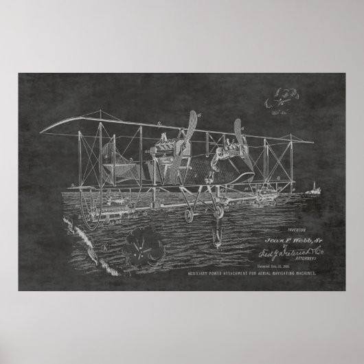1919 Biplane Bomber Patent Art Zeichnend Print Poster (Vorne)