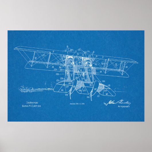 1919 Biplane Flugzeugpatentkunst Zeichnend Druck Poster (Vorne)