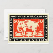 1919 Deutschland Leipzig Zoo Notgeld Banknote Postkarte (Vorne/Hinten)
