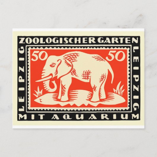 1919 Deutschland Leipzig Zoo Notgeld Banknote Postkarte (Vorderseite)