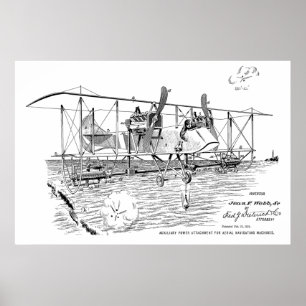 1919 Doppeldecker-Bomber-Patentkunstzeichnung Druc Poster