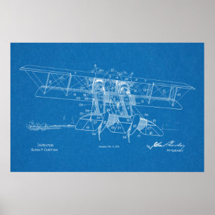 1919 Doppeldecker-Flugzeug-Patent Kunst Zeichnung Poster