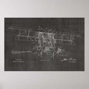 1919 Doppeldecker-Flugzeug-Patent Kunst Zeichnung Poster