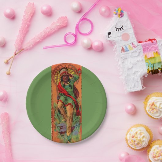 1919 Eingeboren-Ureinwohnerillustration Pappteller (Party)