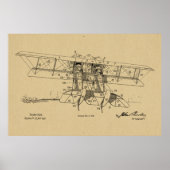 1919 Flugzeug-Biplane-Patent Zeichnend Kunstdruck Poster (Vorne)