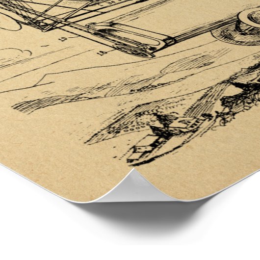 1919 Flying Car Airship Patent Art Zeichnend Print Poster (Ecke)