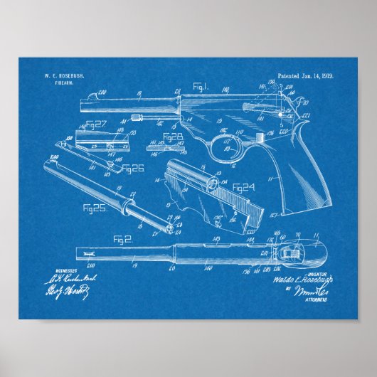 1919 Gun Auto Patentkunst Zeichnend Printwerbung Poster (Vorne)