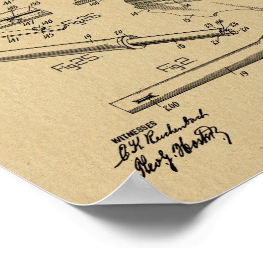 1919 Gun Auto Patentkunst Zeichnend Printwerbung Poster (Ecke)