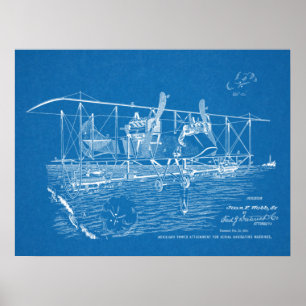 1919 Krieg Doppeldecker Flugzeug Patent Kunst Zeic Poster