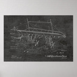 1919 Kriegsluftschiff-Flugzeug-Patent-Kunstzeichnu Poster