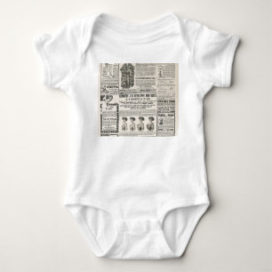 1919 Paris Fashion: Antique Newspaper Page Baby Strampler