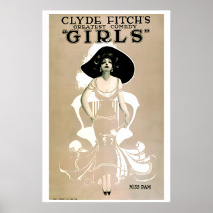 1919 Stummfilm 'Girls' Filmplakat Vintage Poster