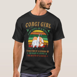 191 Corgi Mädchen Hexe Löwin Hippie Matrose T-Shirt