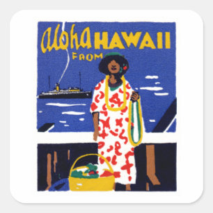 1920 Aloha von Hawaii Quadratischer Aufkleber