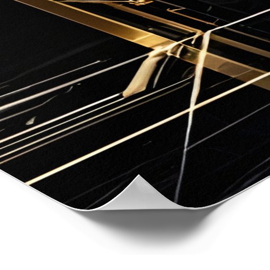 1920 Art Deco Geometric gold Frame Schwarz-weiß Poster (Ecke)