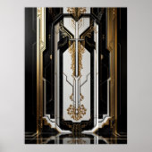 1920 Art Deco Geometric gold Frame Schwarz-weiß Poster (Vorne)