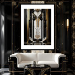 1920 Art Deco Geometric gold Frame Schwarz-weiß Poster<br><div class="desc">Moderne Art Deco Geometric Goldrahmen Schwarz-weiß in den 20er Jahren</div>