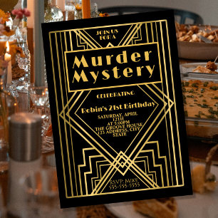 1920 Art Deco Mord Mystery Geburtstagsparty-Einlad Einladung