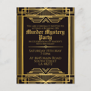 1920 Art Deko Mord Mystery Geburtstagsparty einlad Feiertagspostkarte