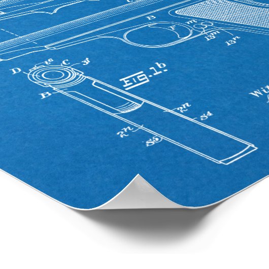 1920 Automatisches Schusswaffenpatent Zeichnend Pr Poster (Ecke)