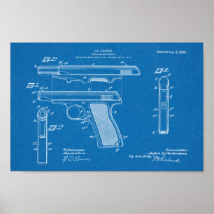 1920 Automatisches Schusswaffenpatent Zeichnend Pr Poster