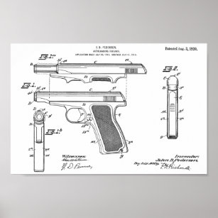 1920 Automatisches Schusswaffenpatent Zeichnend Pr Poster