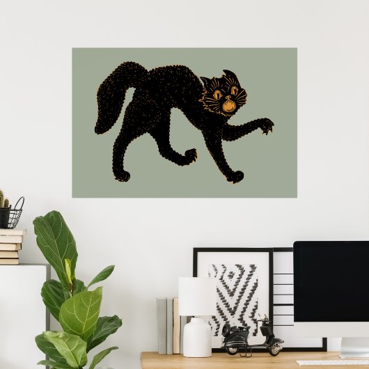 1920 Beängstigende Schwarze Katze Poster (Heimbüro)