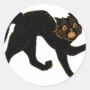1920 Beängstigende Schwarze Katze Runder Aufkleber