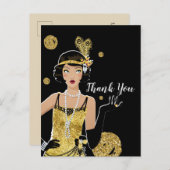 1920 Flapper Girl Einladung, gatsby danke Einladungspostkarte (Vorne/Hinten)