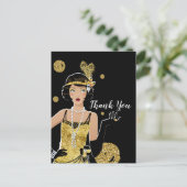 1920 Flapper Girl Einladung, gatsby danke Einladungspostkarte (Stehend Vorderseite)