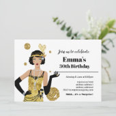 1920 Flapper Girl Einladung, Geburtstag Gatsby Einladung (Stehend Vorderseite)