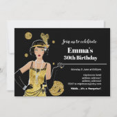 1920 Flapper Girl Einladung, Geburtstag Gatsby Einladung (Vorderseite)