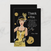1920 Flapper Girl Gatsby , Art Deco Dankeskarte (Vorne/Hinten)