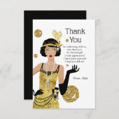 1920 Flapper Girl Gatsby , Art Deco Dankeskarte (Vorne/Hinten)