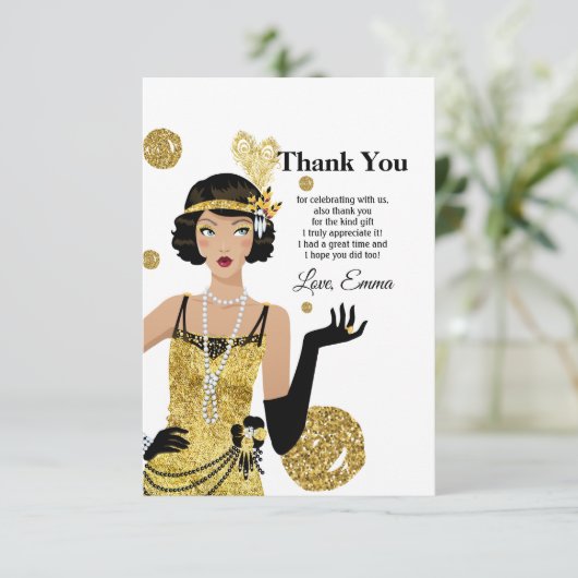 1920 Flapper Girl Gatsby , Art Deco Einladung (Stehend Vorderseite)