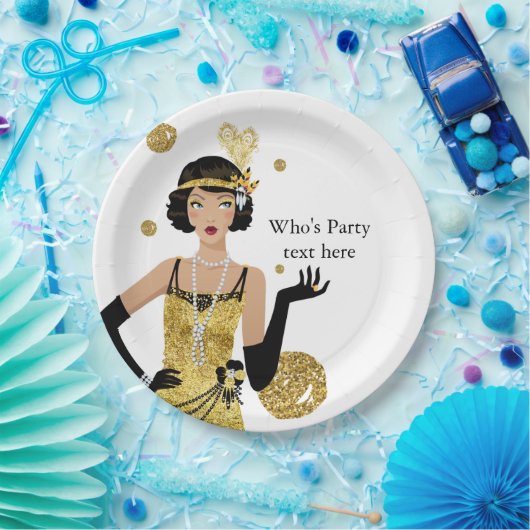 1920 Flapper Girl Gatsby , Art Deco Pappteller (Party)
