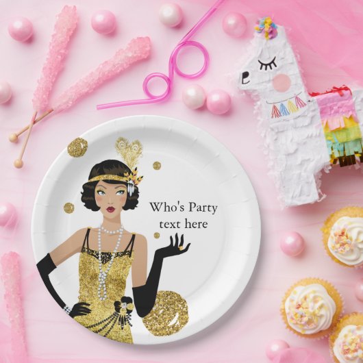 1920 Flapper Girl Gatsby , Art Deco Pappteller (Party)